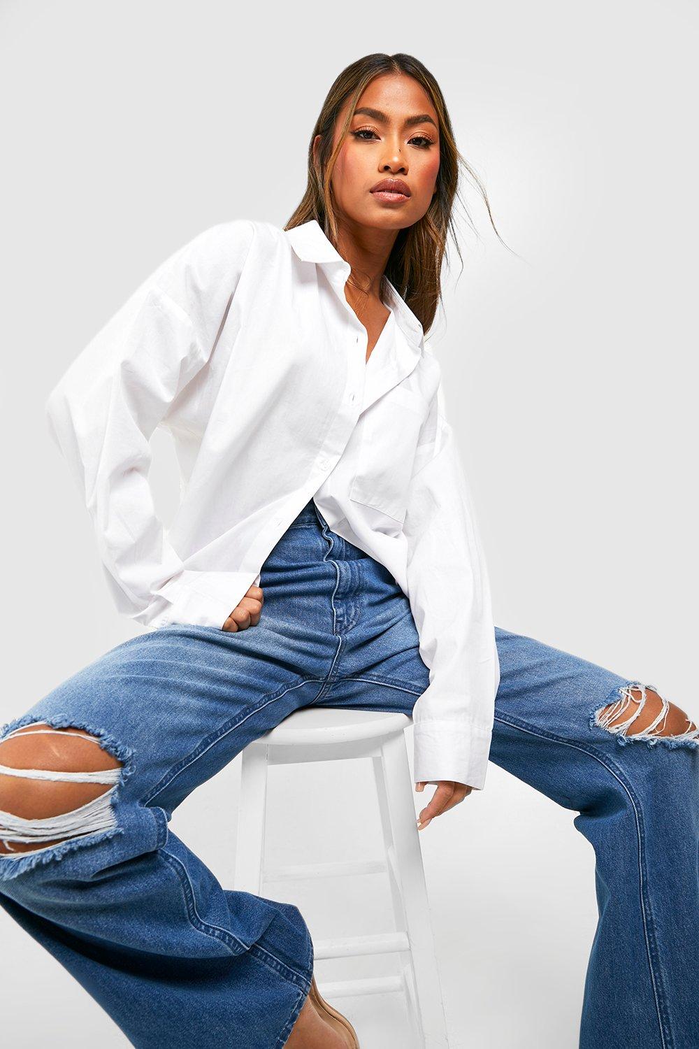 High waisted ripped hotsell straight leg jeans